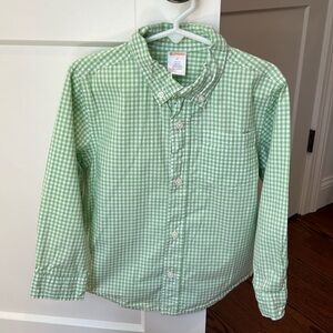 Gymboree boys green and white check button down- size 4T